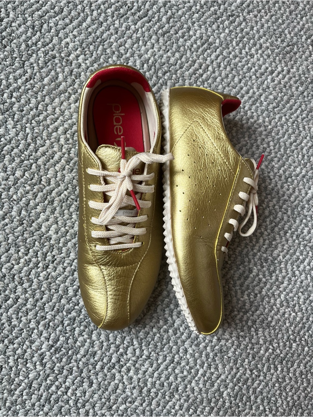 Plae Sun Sneaker Women’s Gold Slim Low Profile Genuine Leather Soccer Football